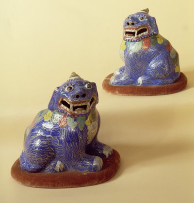 Pair of Chinese cloisonne dogs, 18th century by Chinese School